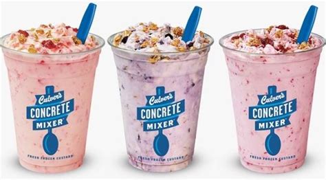 Both are very reasonably priced and are available in small, medium, and large sizes. . Culvers menu ice cream